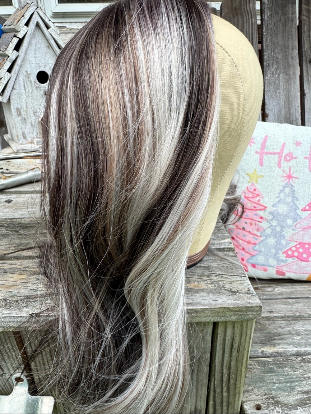 Women's Brown and Icy Platinum Ombre Wig -